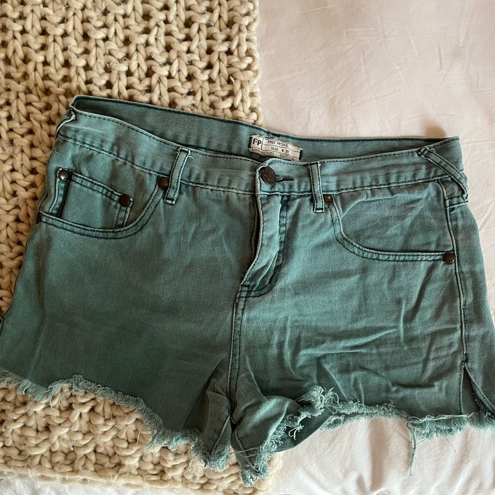Turquoise free people cut off denim shorts W29